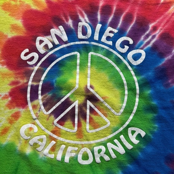 Y2k tie dye San Diego California peace sign t shirt men’s L tourist - Picture 3 of 6